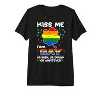 Kiss Me I'm Gay Or Irish Or Drunk LGBT St Patricks Day Camiseta Premium