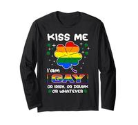 Kiss Me I'm Gay Or Irish Or Drunk LGBT St Patricks Day Manga Larga