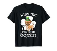 Kiss Me I'm Irish Boxer Dog Shamrock St Patricks Day Camiseta