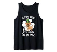 Kiss Me I'm Irish Boxer Dog Shamrock St Patricks Day Camiseta sin Mangas