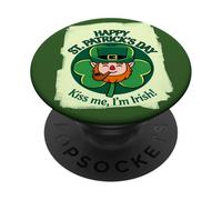 Kiss Me I'm Irish Día de San Patricio PopSockets PopGrip Adhesivo