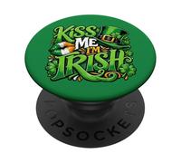 Kiss Me I'm Irish Día de San Patricio PopSockets PopGrip Adhesivo