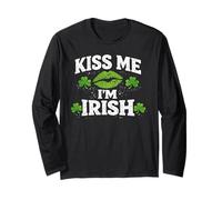 Kiss Me I'm Irish St Patrick's Day Shamrock Lucky Girls Irish Manga Larga