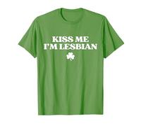 Kiss Me I'm Lesbian Shirt LGBTQ Funny St Patricks Day Camiseta