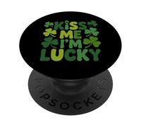 Kiss Me I'm Lucky Festive Shamrock PopSockets PopGrip Adhesivo