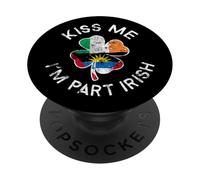 Kiss Me I'm Part Irish Antiguan Barbudan Funny St Patrick PopSockets PopGrip Adhesivo