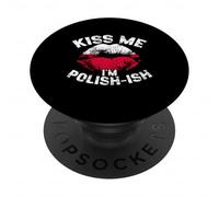 Kiss Me I'm Polish-ish Polonia Bandera Labios Polonia Orgullo PopSockets PopGrip Adhesivo