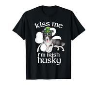Kiss Me I'm Siberian Husky Dog Shamrock St Patricks Day Camiseta