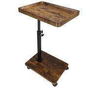 kiss me Mesa auxiliar en forma de C, giratoria de 360°, altura ajustable, mesita de noche con 4 ruedas para sofá, dormitorio, sala de estar, oficina, mesas de café para espacios pequeños (marrón)