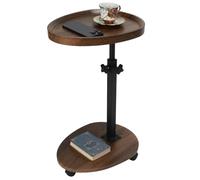 kiss me Mesa auxiliar en forma de C, mesa auxiliar de altura ajustable con 4 ruedas para sofá, dormitorio, sala de estar, oficina, balcón y patio (B)