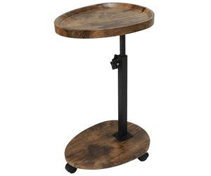 kiss me Mesa auxiliar en forma de C, mesa auxiliar de altura ajustable con 4 ruedas para sofá, dormitorio, sala de estar, oficina, balcón y patio (A)