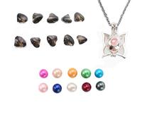 kiss me Ostras naturales con perla en el interior, ostras de perlas con kit de collar de bricolaje, medallón de jaula de plata, collar colgante de 45,7 cm, regalo para hija, hermana, madre, amante