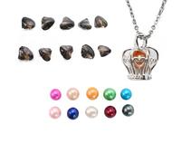 kiss me Ostras naturales con perla en el interior, ostras de perlas con kit de collar de bricolaje, medallón de jaula de plata, collar colgante de 45,7 cm, regalo para hija, hermana, madre, amante