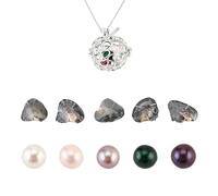 kiss me Perla de ostra natural con collar de bricolaje, perlas redondas de ostra de agua dulce, varios colores brillantes y significativos, collar de plata con colgante de jaula de 18 pulgadas, regalo