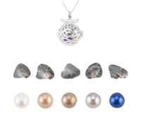 kiss me Perla de ostra natural con collar de bricolaje, perlas redondas de ostra de agua dulce, varios colores brillantes y significativos, collar de plata con colgante de jaula de 18 pulgadas, regalo