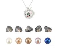 kiss me Perla de ostra natural con collar de bricolaje, perlas redondas de ostra de agua dulce, varios colores brillantes y significativos, collar de plata con colgante de jaula de 18 pulgadas, regalo