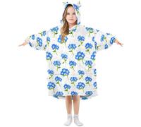 Kiss-me-quick 1 - Manta con capucha para niños, bata de franela suave con orejas y bolsillos, ropa de dormir cálida para niñas pequeñas, Kiss-me-quick 1, M