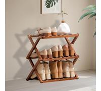 kiss me Zapatero de bambú de 3 niveles, zapatero de pie para armario, sin instalación, estante plegable portátil de almacenamiento de zapatos, zapatero pequeño para espacios estrechos, entrada