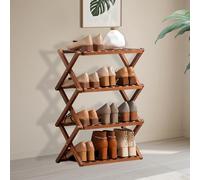 kiss me Zapatero de bambú de 4 niveles, zapatero de pie para armario, sin instalación, estante plegable portátil para almacenamiento de zapatos, zapatero pequeño para espacios estrechos, entrada