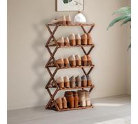 kiss me Zapatero de bambú de 5 niveles, zapatero de pie para armario, sin instalación, estante plegable portátil para almacenamiento de zapatos, zapatero pequeño para espacios estrechos, entrada