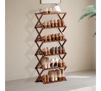 kiss me Zapatero de bambú de 6 niveles, zapatero de pie para armario, sin instalación, estante plegable portátil de almacenamiento de zapatos, zapatero pequeño para espacios estrechos, entrada