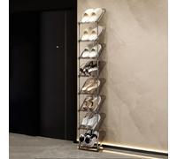 kiss me Zapatero inclinado estrecho, 5/6/7/8 niveles, zapatero transparente, pequeño, delgado, alto, estante vertical para zapatos, organizador para interiores, para pasillo, entrada, esquina (gris, 8