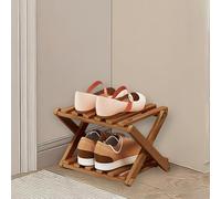 kiss me Zapatero plegable de bambú de 2 niveles pequeño, vertical de madera, zapatero pequeño para espacio estrecho sin instalación, interior para pasillo, entrada, esquina, dormitorio (marrón, 2