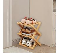 kiss me - Zapatero plegable de bambú de 3 niveles, pequeño, vertical de madera, zapatero pequeño para espacio estrecho sin instalación, interior para pasillo, entrada, esquina, dormitorio (natural, 3