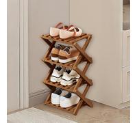 kiss me Zapatero plegable de bambú de 4 niveles pequeño, vertical de madera, zapatero pequeño para espacio estrecho sin instalación, interior para pasillo, entrada, esquina, dormitorio (marrón, 4