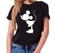 Kiss Mouse King Queen Partnerlook Camiseta de los Pares Dulce para Parejas como Regalos, Größe2:XL;Partner Shirts:Damen T-Shirt Schwarz