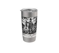 Kiss My American Bass Lincoln Fishing Humor Vaso térmico de acero inoxidable de doble pared