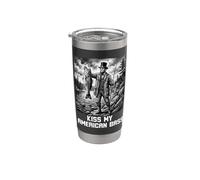 Kiss My American Bass Lincoln Fishing Humor Vaso térmico de acero inoxidable de doble pared