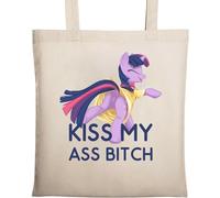 Kiss My Ass Btch Art - Bolsa de algodón ecológico natural, color beige, beige, Talla única