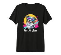 Kiss My Auss 80s 90s Blue Merle Australian Shepherd Lover Camiseta Premium