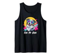 Kiss My Auss 80s 90s Blue Merle Australian Shepherd Lover Camiseta sin Mangas