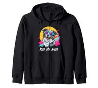 Kiss My Auss 80s 90s Blue Merle Australian Shepherd Lover Sudadera con Capucha