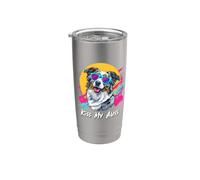 Kiss My Auss 80s 90s Blue Merle Australian Shepherd Lover Vaso térmico de acero inoxidable de doble pared