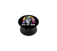 Kiss My Auss Retro 80s 90s Black Australian Shepherd Lover PopSockets PopGrip Adhesivo