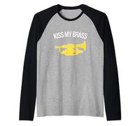 KISS MY BRASS - Banda de marcha, banda de latón, corneta divertida Camiseta Manga Raglan