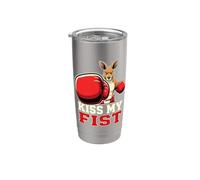 KISS MY FIST Canguro Humor Sarcasmo Frase Provocación Vaso térmico de acero inoxidable de doble pared