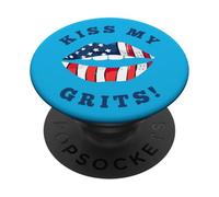 Kiss My Grits Southern Bell con Estilo PopSockets PopGrip Adhesivo