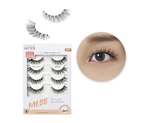 KISS My Lash But Better - Paquete múltiple de pestañas postizas Bare Affair, paquete de 4 pares, invisibles, ligeras, reutilizables, aptas para lentes de contacto, voluminosas, cómodas, 8 en total