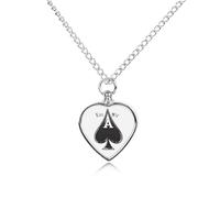 Kiss My Poker Card Spades - Collar con colgante de urna para cenizas y corazón, collar conmemorativo de cremación para mascotas