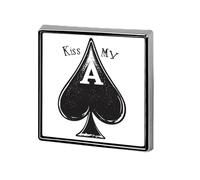 Kiss My Poker Card Spades - Insignia cuadrada con bonito broche para decoración de mochilas, chaquetas, sombreros