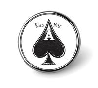 Kiss My Poker Card Spades - Insignia redonda para decoración de mochilas, chaquetas, sombreros