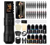 Kiss Of Dragon NAGA - Kit de tatuaje inalámbrico para máquina de tatuaje ajustable, con bolígrafo de agarre de 38 mm, batería extra profesional de 1600 mAh