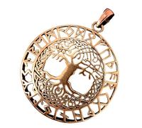 Kiss of Leather Colgante grande con diseño de árbol de la vida con runas de bronce n.º 144