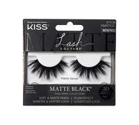 KISS Pestañas Postizas Sintéticas de Visón Mate 3D Collection 02 - Alfombra Aterciopelada Mate Negro Reutilizable 10 Veces Incluye Pegamento