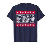 Kiss - Rock and Stars Camiseta, Hombre, Azul Marino, L
