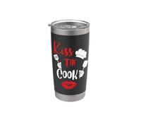 Kiss The Cook Culinary Chef Funny For Men Women Vaso térmico de acero inoxidable de doble pared